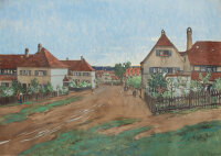 Fritz Beckert - Gartenstadt Hellerau - 1914 - Aquarell und Gouache über Kohle bzw. Bleistift