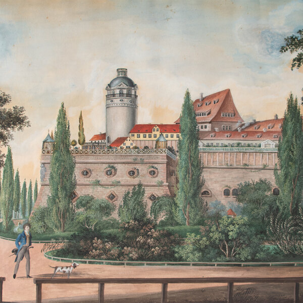 unbekannt - Das Schloss Pleisenburg zu Leipzig - um 1820 - Aquarell