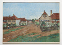 Fritz Beckert - Gartenstadt Hellerau - 1914 - Aquarell, Gouache und Kohle bzw. Bleistift