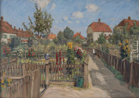 Fritz Beckert - Gartenstadt Hellerau - 1914 - Aquarell, Gouache und Kohle bzw. Bleistift